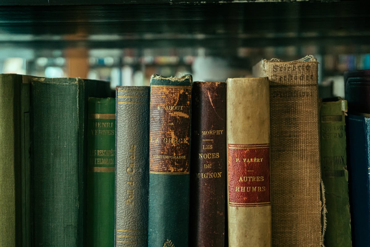 Old books in French, English, etc.